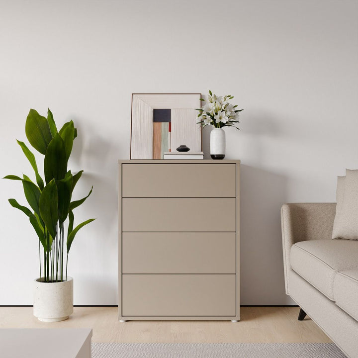 Alice Springs 4 Drawer Chest with Push-to-Open Drawers in Taupe