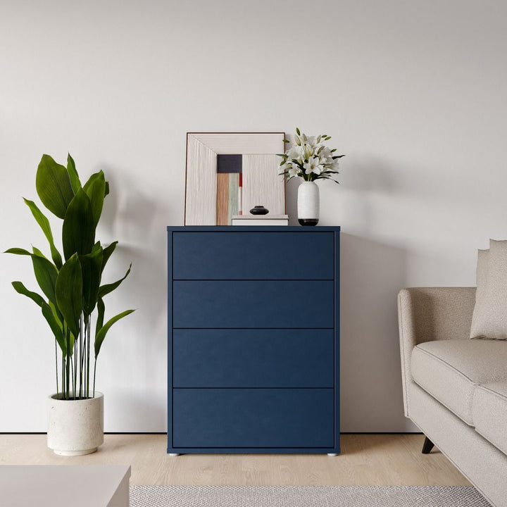 Alice Springs 4 Drawer Chest with Push-to-Open Drawers in Night Blue