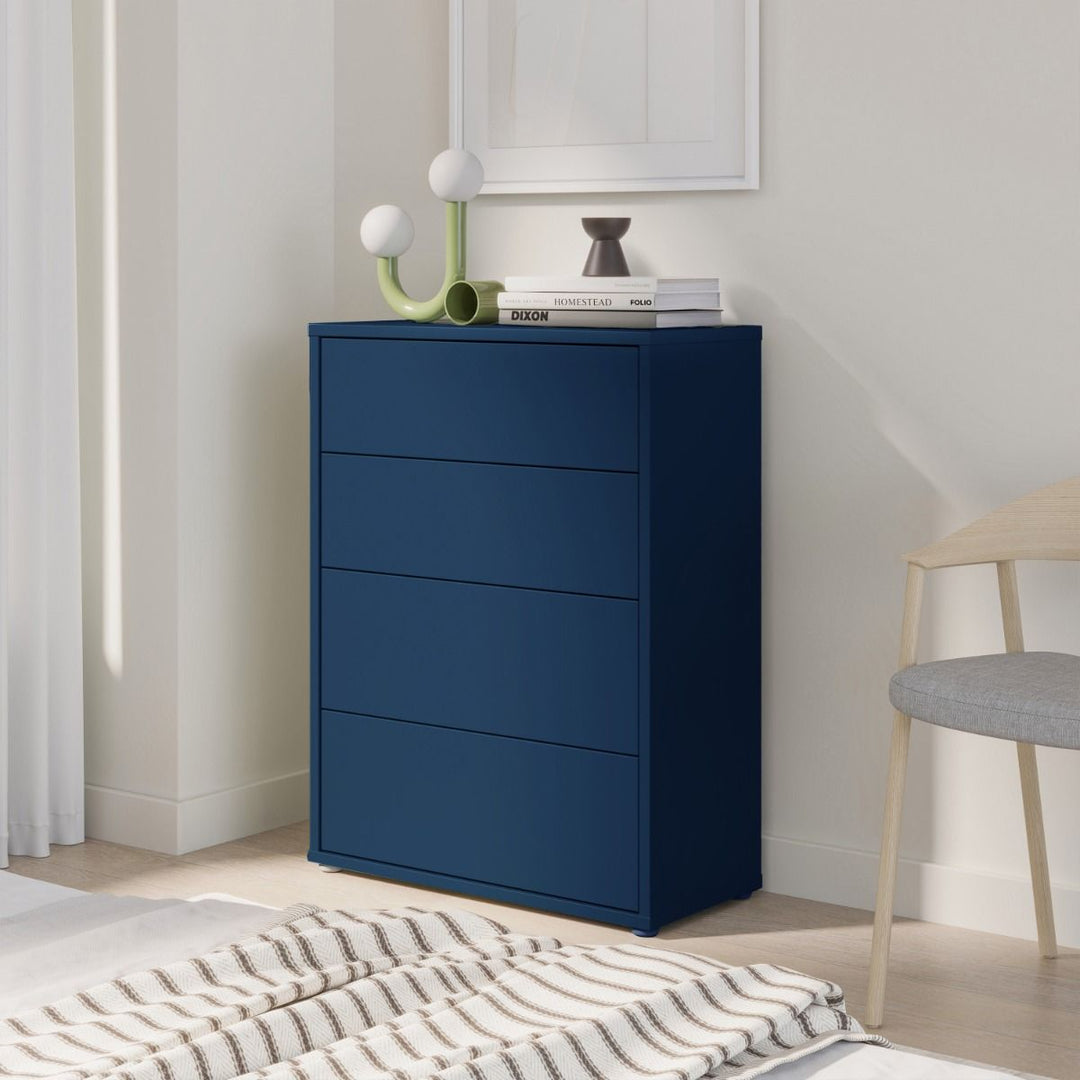 Alice Springs 4 Drawer Chest with Push-to-Open Drawers in Night Blue