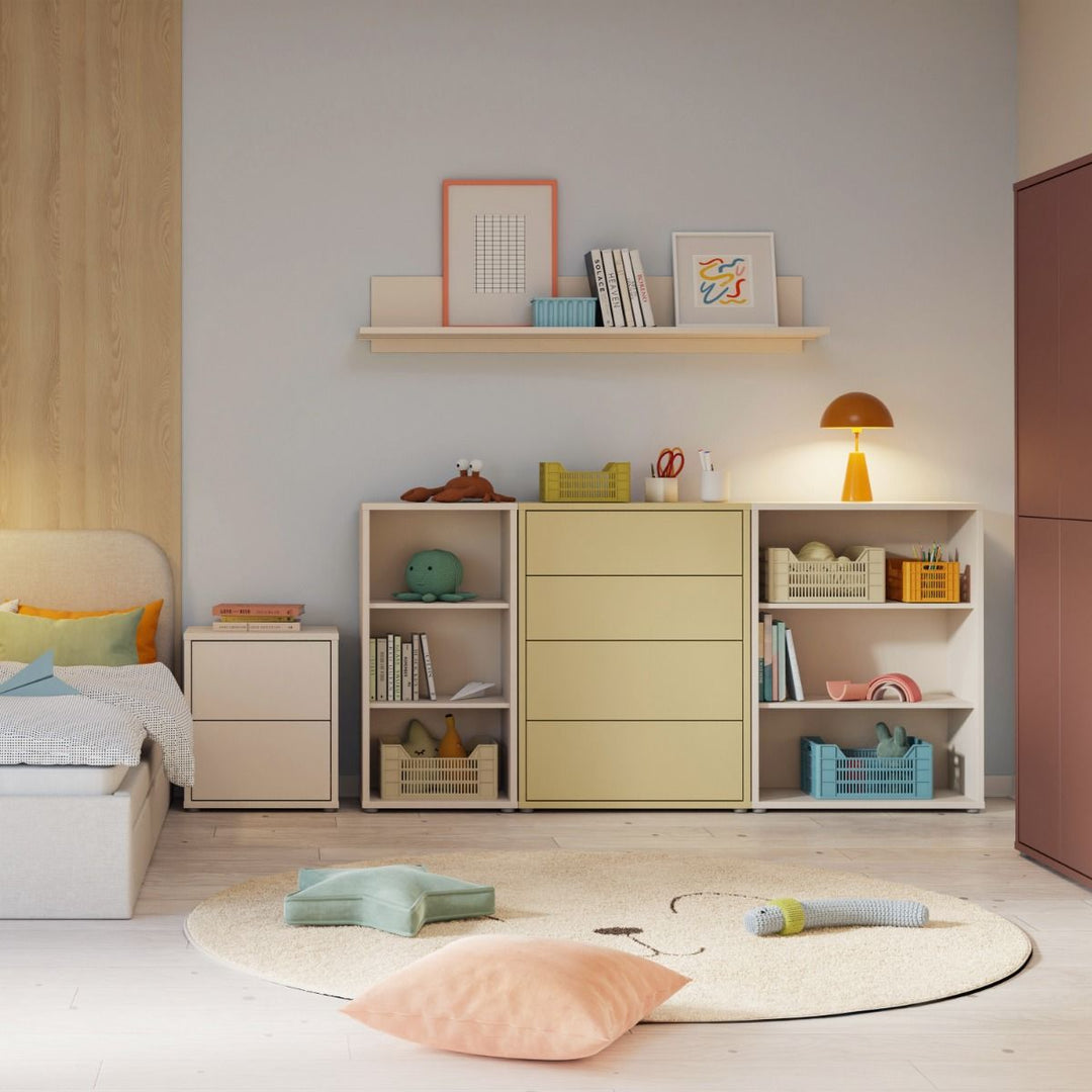 Alice Springs 4 Drawer Chest with Push-to-Open Drawers in Butter Yellow