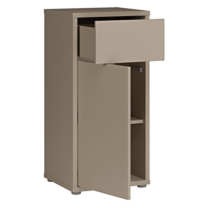 Alice Springs Low Bathroom Storage Cabinet with 1 Door Push-to-Open & 1 Drawer Push-to-Open in Taupe