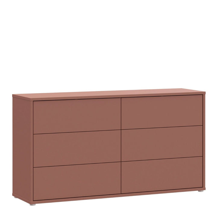 Alice Springs 6 Drawer Wide Chest with Push-to-Open Drawers in Terracotta
