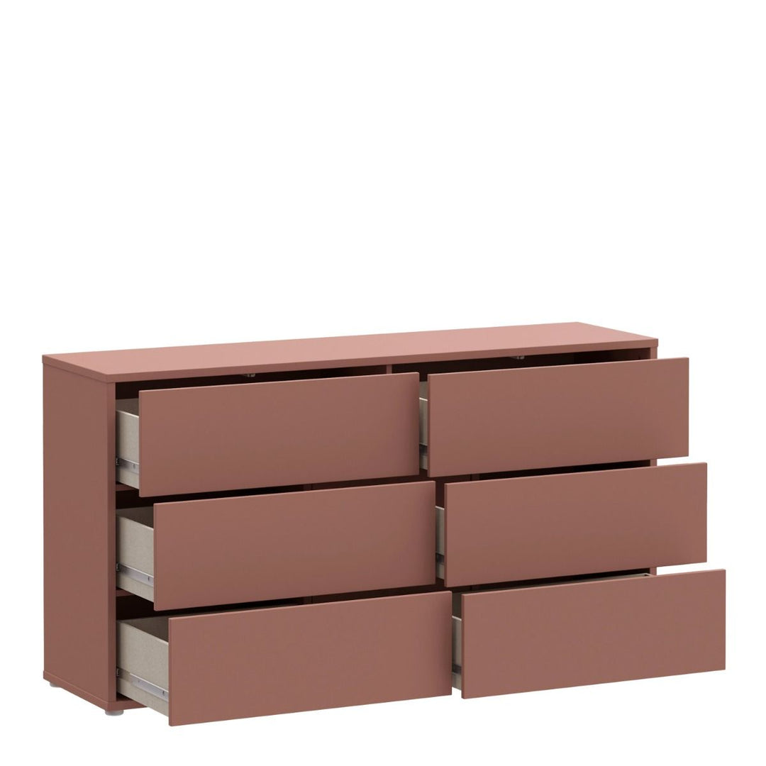 Alice Springs 6 Drawer Wide Chest with Push-to-Open Drawers in Terracotta
