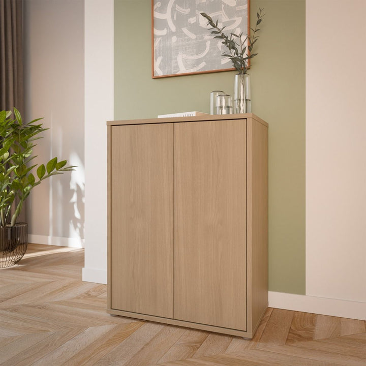 Alice Springs 2 Door Cupboard with Push-to-Open Doors in Elegancia Oak