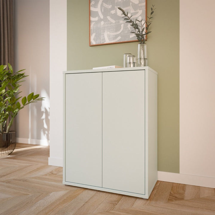 Alice Springs 2 Door Cupboard with Push-to-Open Doors in Light Grey