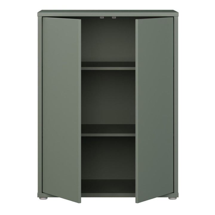 Alice Springs 2 Door Cupboard with Push-to-Open Doors in Sage Green
