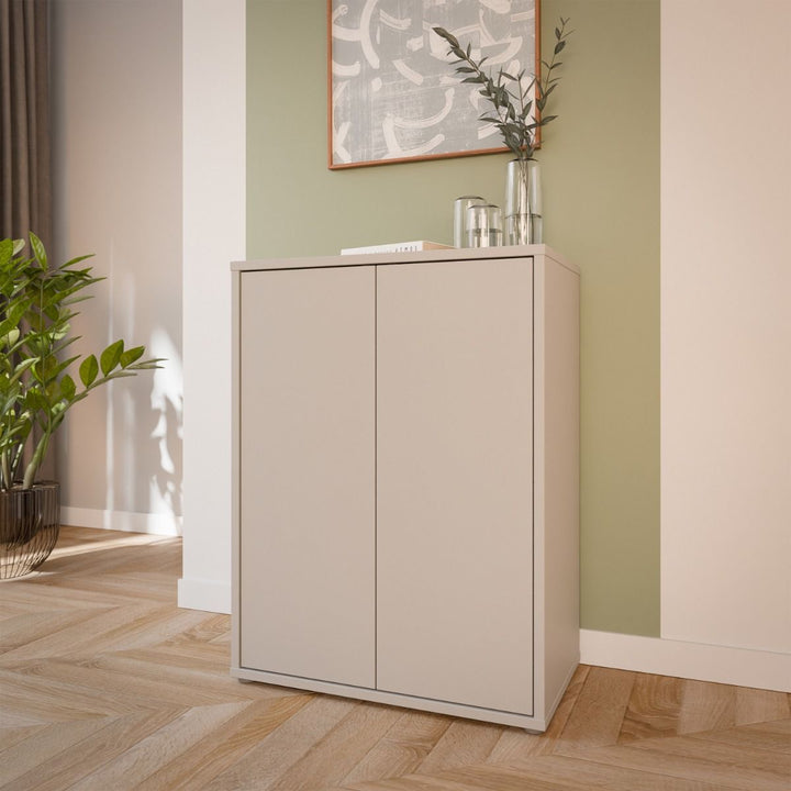 Alice Springs 2 Door Cupboard with Push-to-Open Doors in Sand