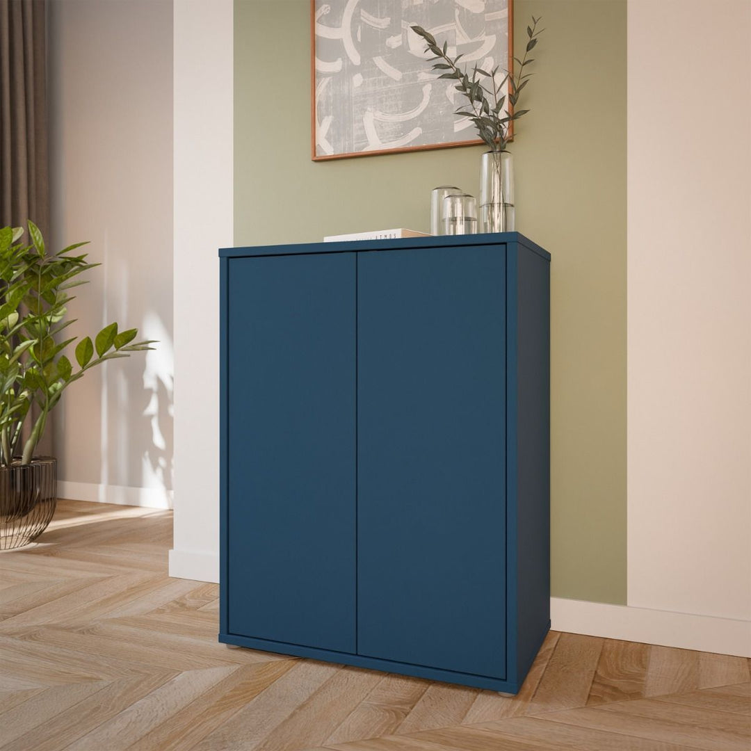 Alice Springs 2 Door Cupboard with Push-to-Open Doors in Night Blue