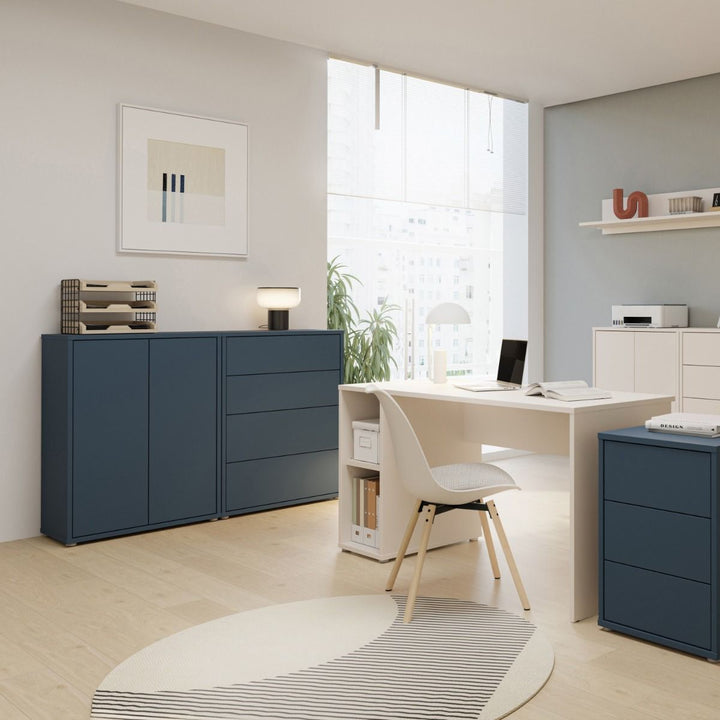 Alice Springs 2 Door Cupboard with Push-to-Open Doors in Night Blue