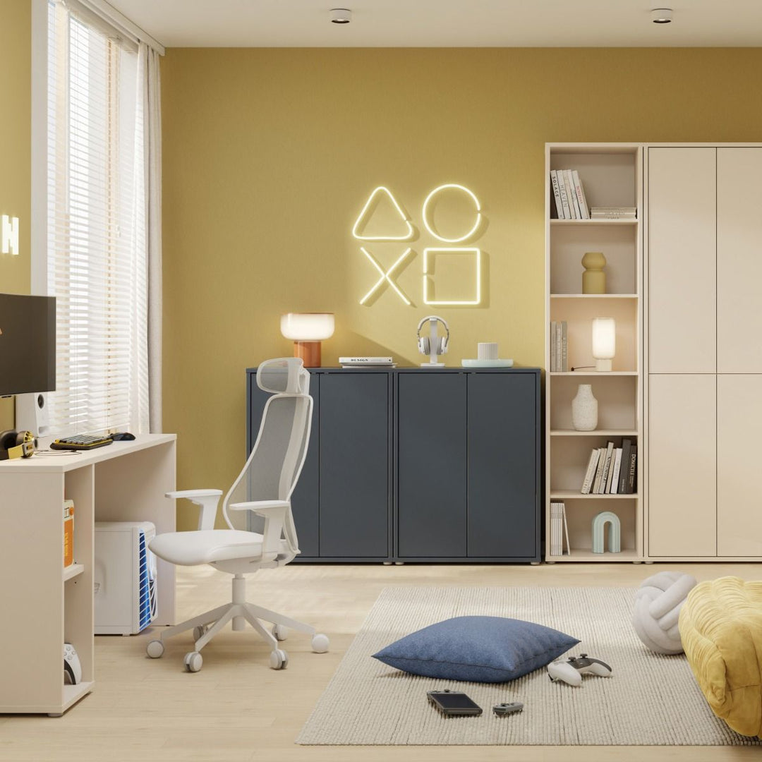 Alice Springs 2 Door Cupboard with Push-to-Open Doors in Night Blue