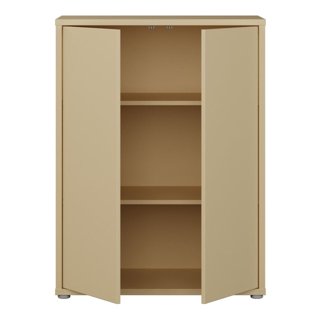Alice Springs 2 Door Cupboard with Push-to-Open Doors in Butter Yellow