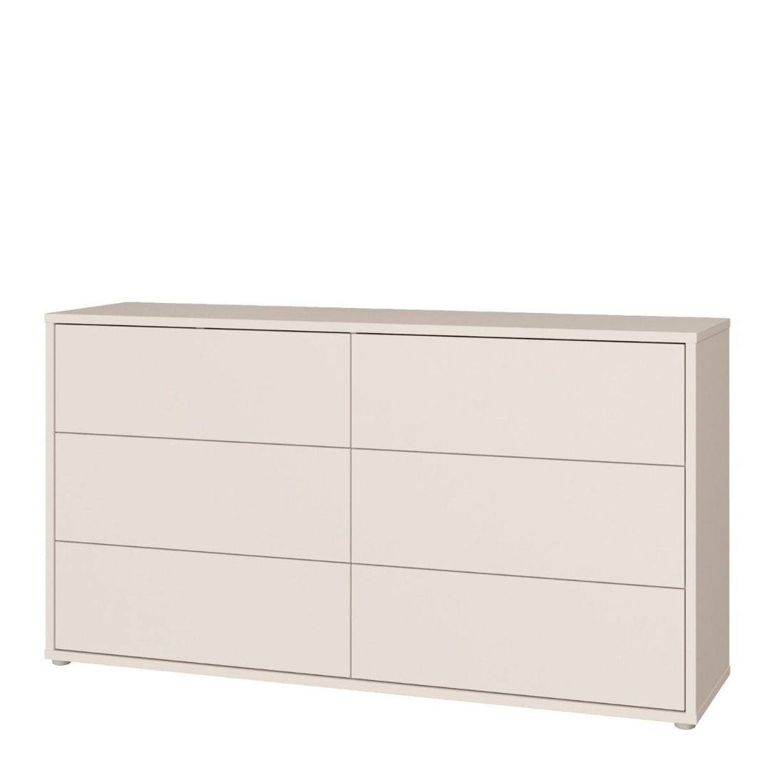 Alice Springs 6 Drawer Wide Chest with Push-to-Open Drawers in Sand
