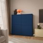 Alice Springs 4 Door Large Storage Cabinet with Push-to-Open Doors in Night Blue
