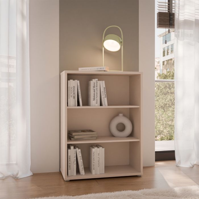 Alice Springs Low Wide Bookcase with Open Shelving in Sand
