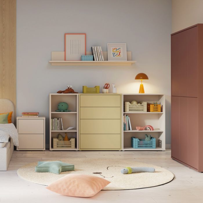 Alice Springs Low Wide Bookcase with Open Shelving in Sand