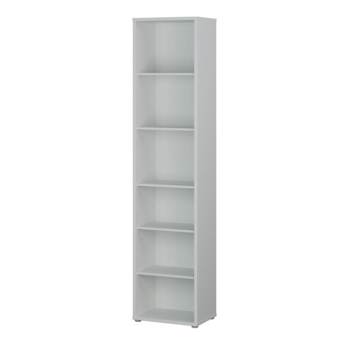 Alice Springs Tall Narrow Bookcase with 5 Shelves in Light Grey