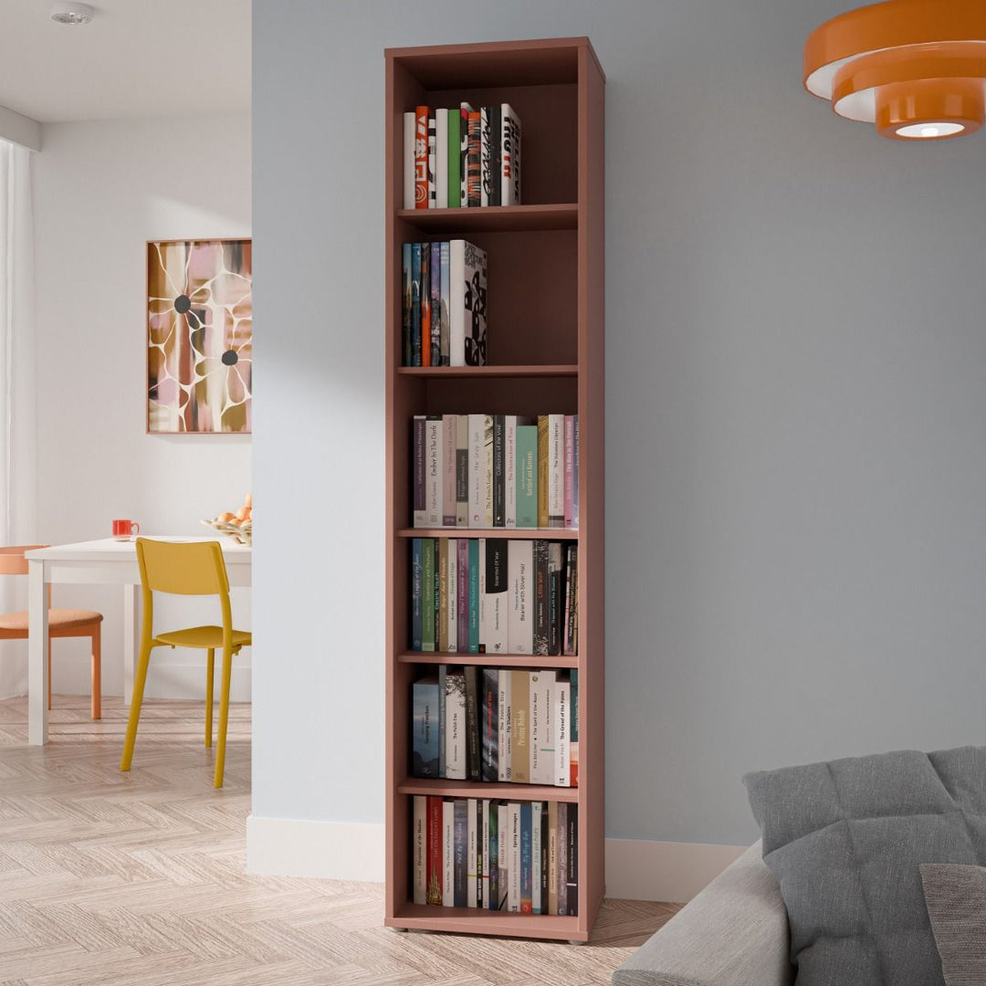 Alice Springs Tall Narrow Bookcase with 5 Shelves in Terracotta