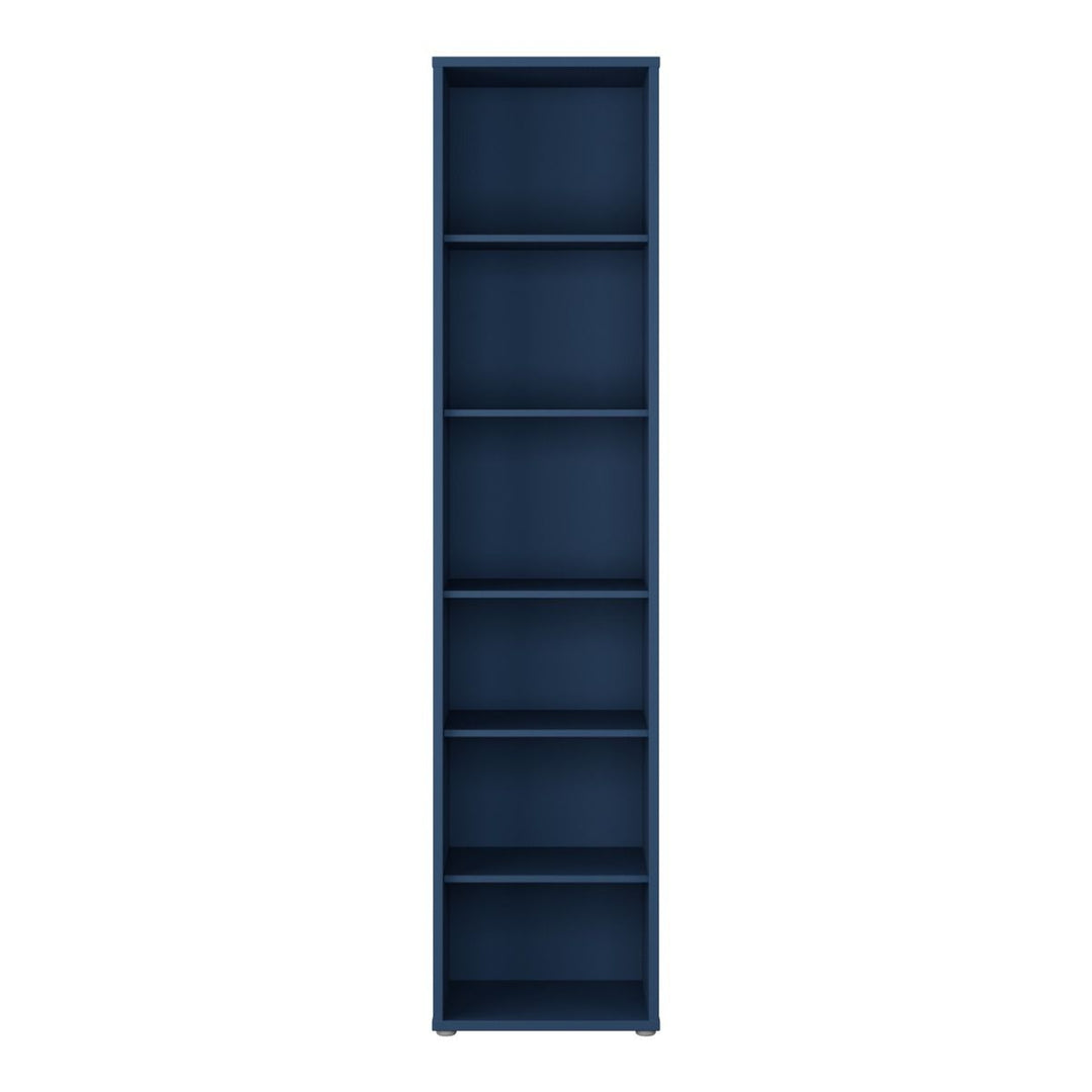 Alice Springs Tall Narrow Bookcase with 5 Shelves in Night Blue