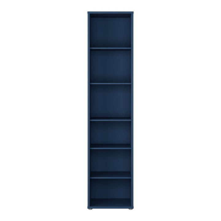 Alice Springs Tall Narrow Bookcase with 5 Shelves in Night Blue