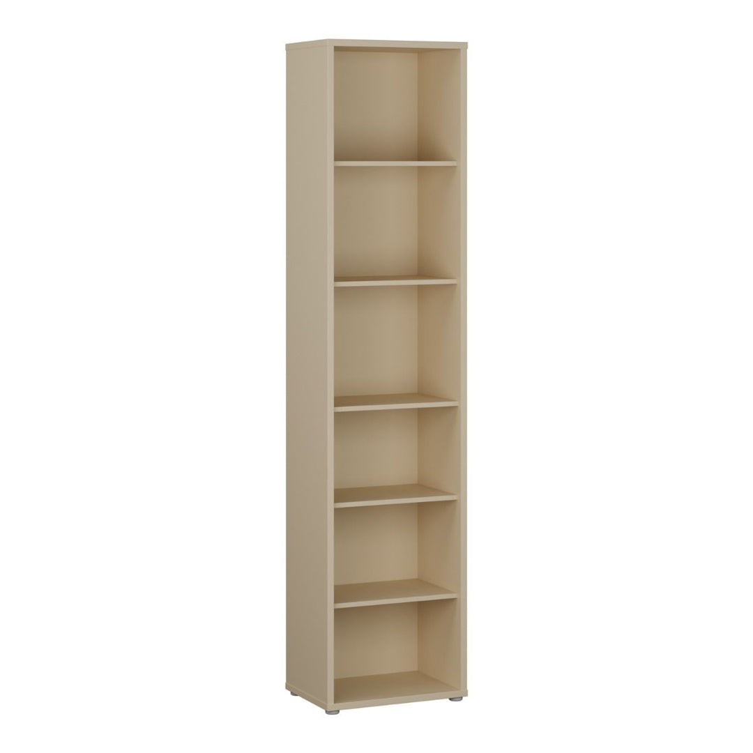 Alice Springs Tall Narrow Bookcase with 5 Shelves in Butter Yellow