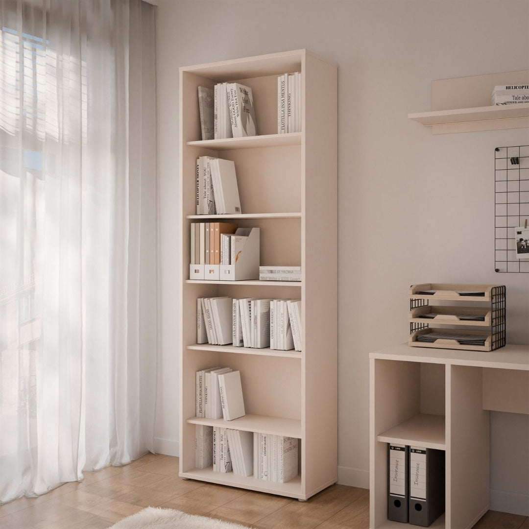 Alice Springs Tall Wide Bookcase with 5 Shelves in Sand