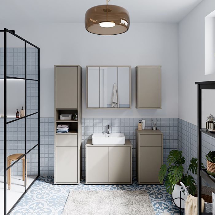 Alice Springs Under Sink Vanity Unit with 2 Doors Push-to-Open in Taupe
