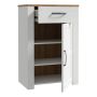 Bohol Shoe Cabinet with 1 Door and 1 Drawer in White and Riviera Oak