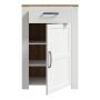 Bohol Shoe Cabinet with 1 Door and 1 Drawer in White and Riviera Oak