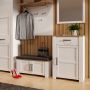 Bohol Shoe Cabinet with 1 Door and 1 Drawer in White and Riviera Oak