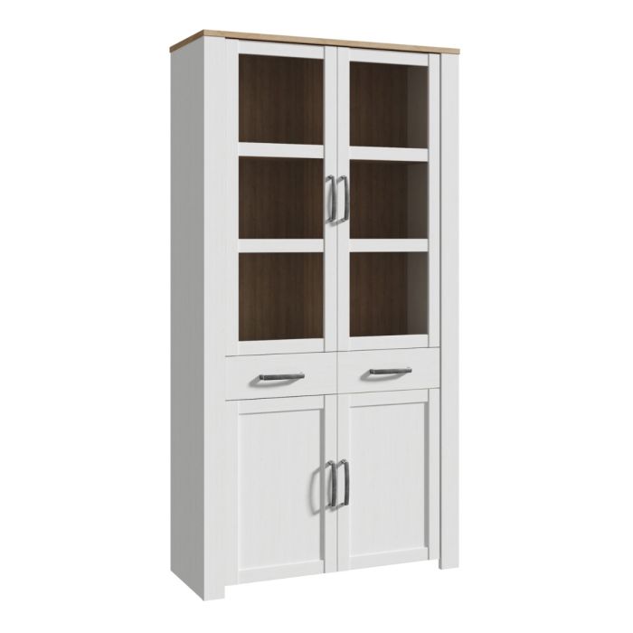 Bohol Display Cabinet 4 Door 1 Drawer in Oak/Riviera Oak