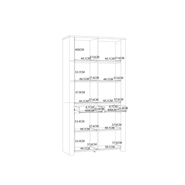 Bohol Display Cabinet 4 Door 1 Drawer in White/Riviera Oak inc LED Lighting