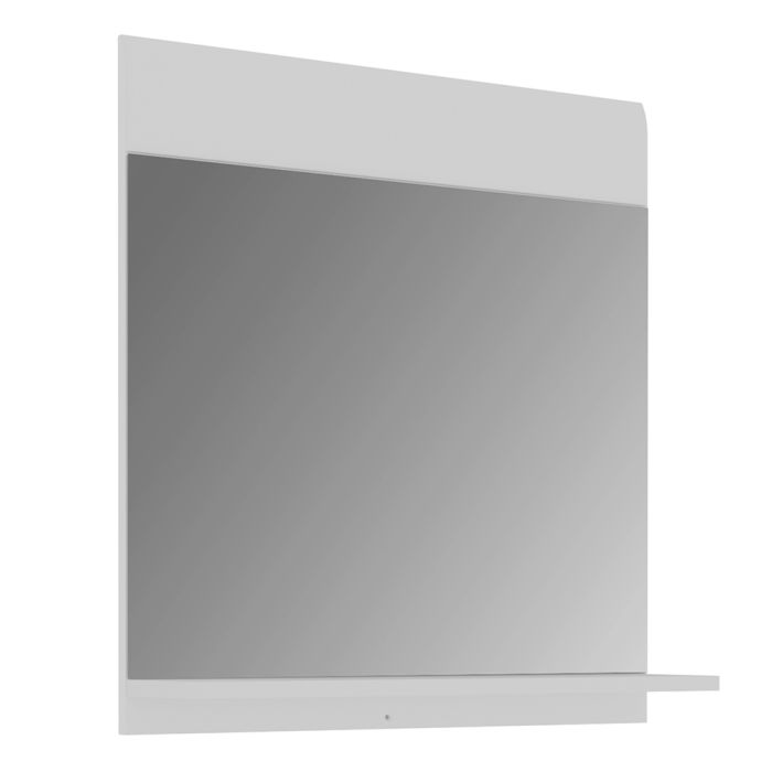 Ice Cave Mirror with Shelf in White with White High Gloss Front