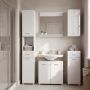 Ice Cave Mirror with Shelf in White with White High Gloss Front