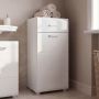 Ice Cave Bathroom Storage Cupboard with 1 Door & 1 Drawer with Silver Handles in White with White High Gloss Door