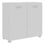 Ice Cave Under Sink Vanity Unit with 2 Doors & Silver Handles in White with White High Gloss Doors