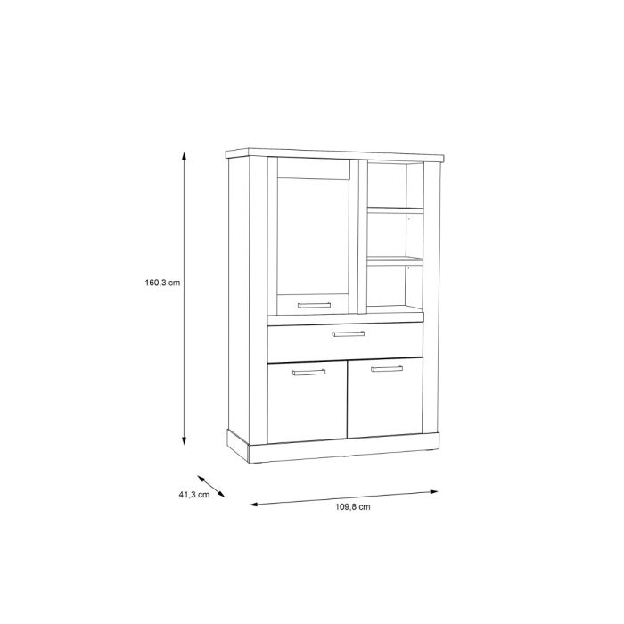 1 Door 1 Drawer 3 Shelf Display Cabinet in Artisan Oak – Corona Collection