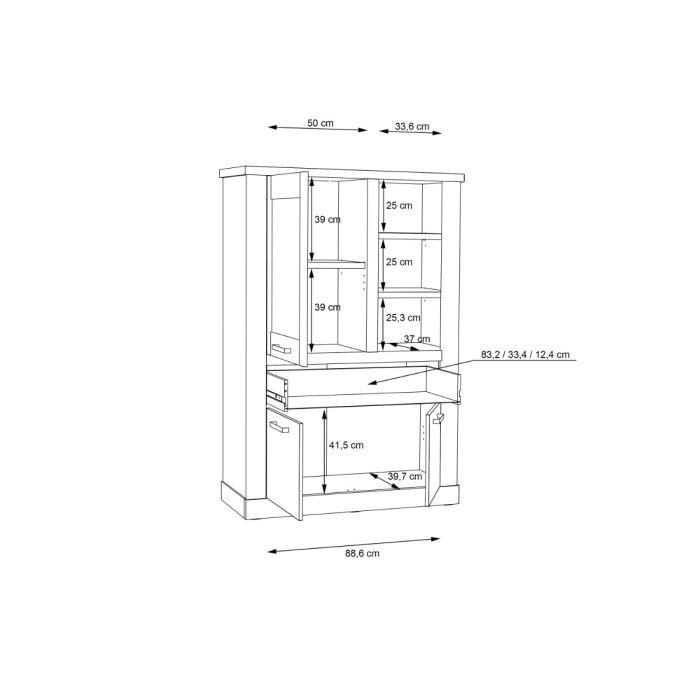 1 Door 1 Drawer 3 Shelf Display Cabinet in Artisan Oak – Corona Collection