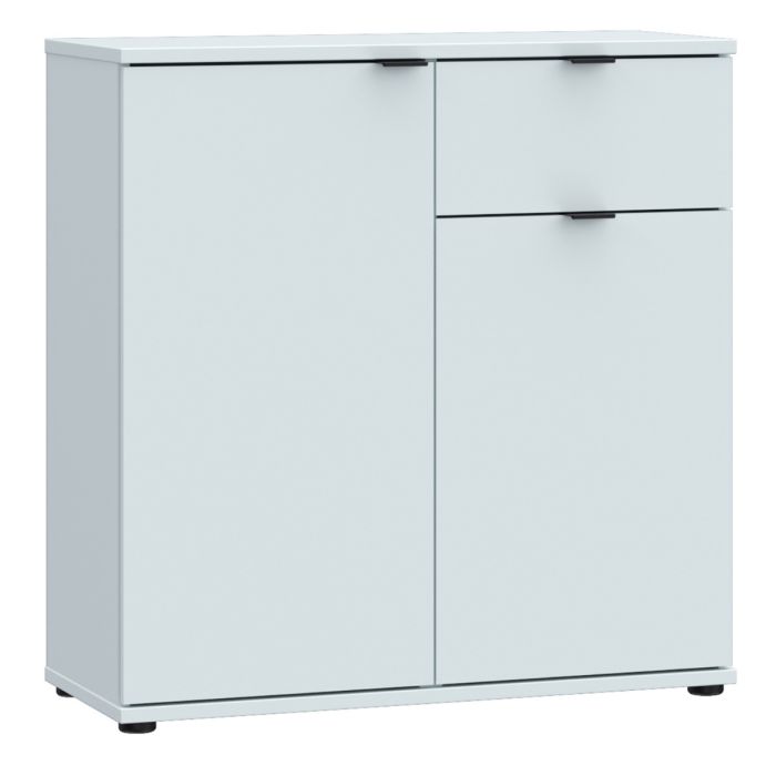 Ganymede 2 Door Cupboard with Drawer and Top Lip Detail in Light Grey