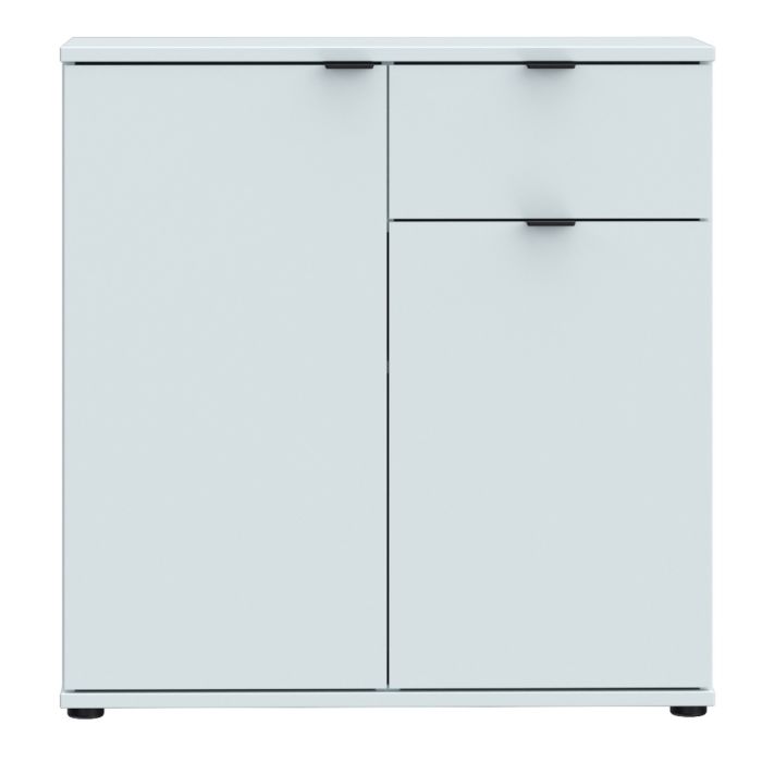 Ganymede 2 Door Cupboard with Drawer and Top Lip Detail in Light Grey