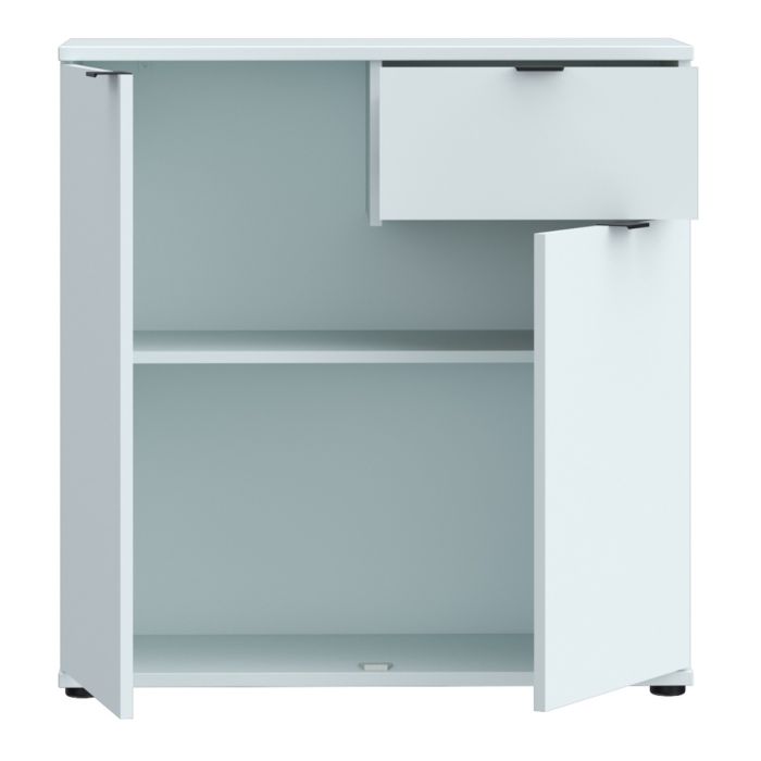 Ganymede 2 Door Cupboard with Drawer and Top Lip Detail in Light Grey