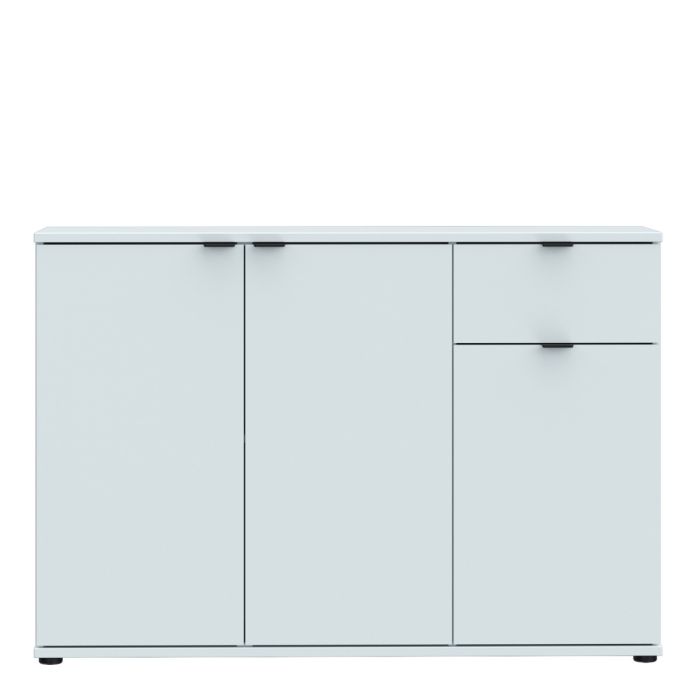 Ganymede Wide 3 Door Cupboard with Drawer in Light Grey