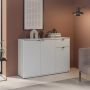 Ganymede Wide 3 Door Cupboard with Drawer in Light Grey