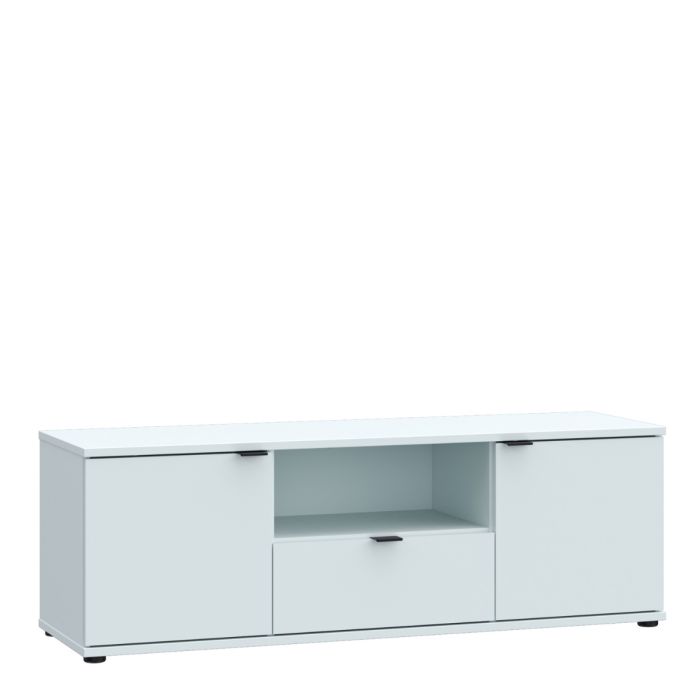 Ganymede Wide TV Unit with Open Shelf, Drawer & 2 Doors in Light Grey