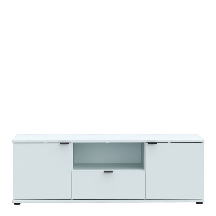Ganymede Wide TV Unit with Open Shelf, Drawer & 2 Doors in Light Grey