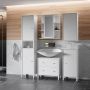 Ipsarion Hanging Cupboard with 1 Mirror Door, 6 Shelves & Silver Handle in White