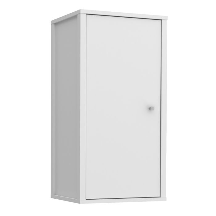Ipsarion Hanging Cupboard with 1 Door & Silver Handle in White