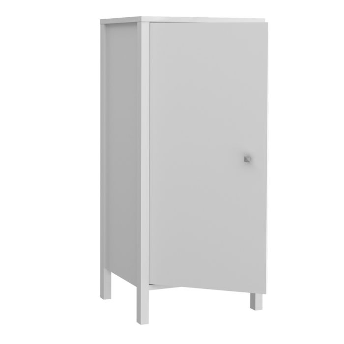 Ipsarion Bathroom Storage Unit with 1 Door & Silver Handle in White