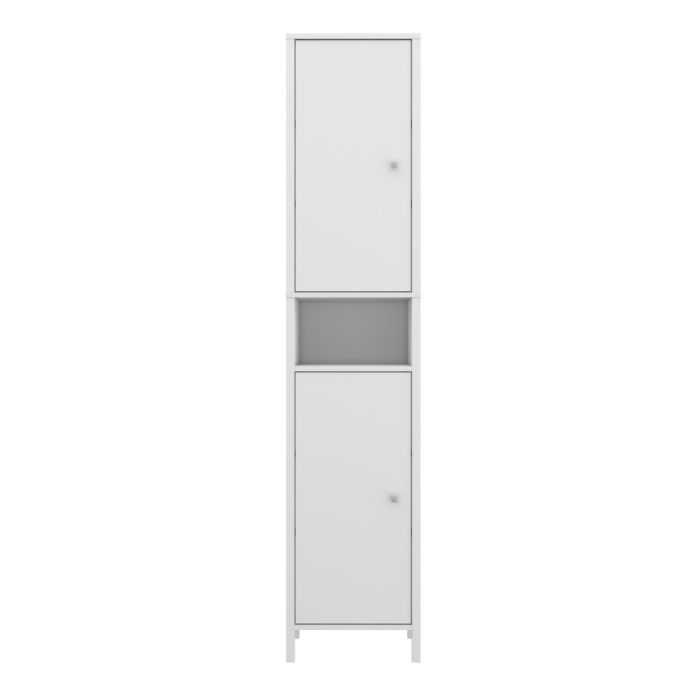 Ipsarion High Cupboard with 2 Doors & Silver Handles in White