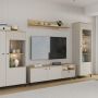 Bixbite Wall Shelf with Sliding Panel in Mauvella Oak and Sand