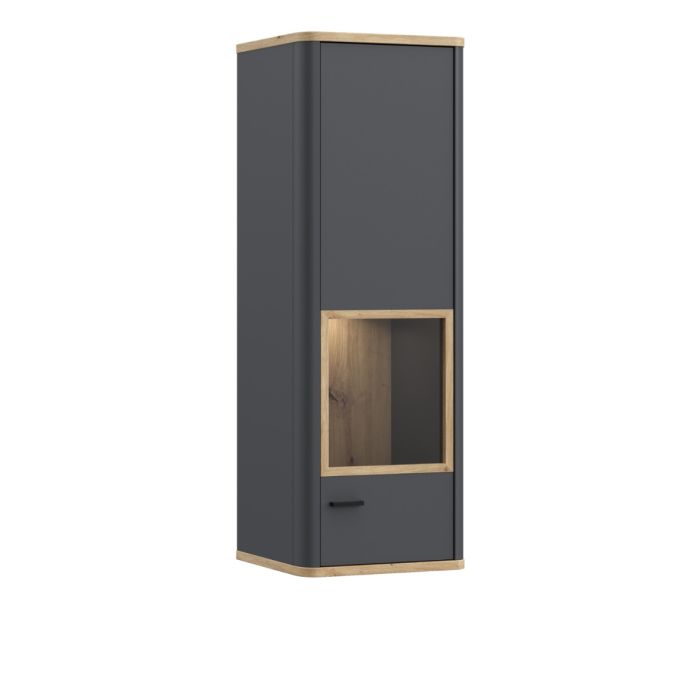 Klara Display Cabinet with 1 Glass Door in Grey and Oak inc LED Lighting